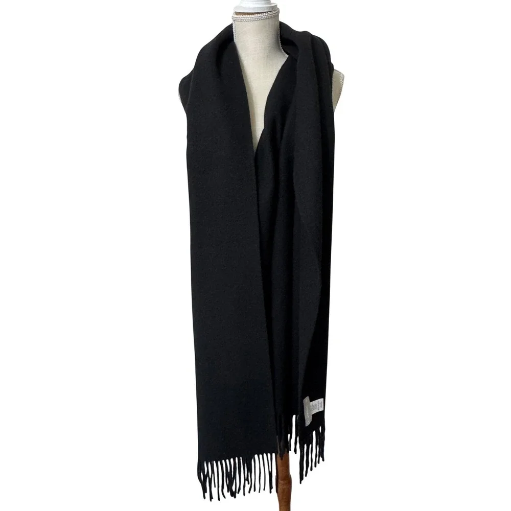 Everlane Wool/Cashmere Blanket Scarf/Shawl Black 27x84